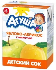 Сок "Агуша" яблоко-абрикос с мякотью (Объем 200 мл.) ― Мой малыш