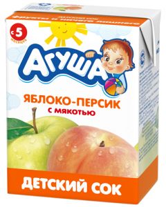 Сок "Агуша" яблоко-персик с мякотью (Объем 200 мл.) ― Мой малыш