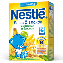 Каша "Nestle" 5 злаков с яблоком и бананом, молочная (Вес 250 гр.) ― Мой малыш