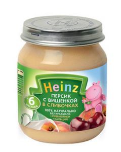 Пюре "Heinz" персик с вишенкой в сливочках  с 6-ти месяцев (Вес 120 гр.) ― Мой малыш