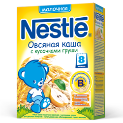 Каша "Nestle" овсяная с кусочками груши, молочная (Вес 200 гр.) ― Мой малыш