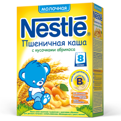 Каша "Nestle" пшеничная с кусочками абрикоса, молочная (Вес 200 гр.) ― Мой малыш
