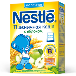 Каша "Nestle" пшеничная с яблоком, молочная (Вес 250 гр.) ― Мой малыш