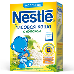 Каша "Nestle" рисовая с яблоком, молочная (Вес 250 гр.) ― Мой малыш