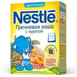 Каша "Nestle" гречневая с курагой, молочная (Вес 250 гр.) ― Мой малыш