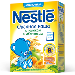 Каша "Nestle" овсяная с яблоком и абрикосом, молочная (Вес 250 гр.) ― Мой малыш
