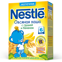 Каша "Nestle" овсяная с грушей и бананом, молочная (Вес 250 гр.) ― Мой малыш