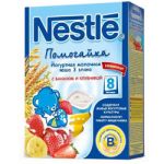 Каша йогуртная "Nestle" - "Помогайка" 3 злака с бананом и клубникой, молочная (Вес 200 гр.)
