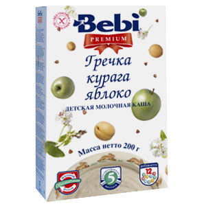 Каша "Bebi Premium" гречка, курага, яблоко молочная (Вес 200 гр.)  ― Мой малыш