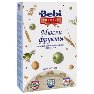 Каша "Bebi Premium" безмолочная мюсли-фрукты (Вес 200 гр.) ― Мой малыш