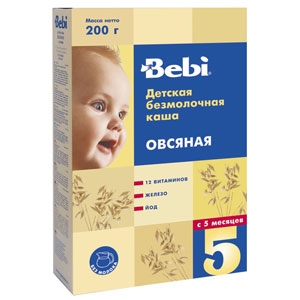 Каша "Bebi" безмолочная овсяная (Вес 200 гр.) ― Мой малыш