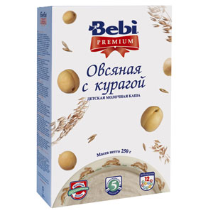 Каша "Bebi Premium" овсяная с курагой, молочная (Вес 250 гр.) ― Мой малыш