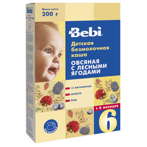 Каша "Bebi" безмолочная овсяная с лесными ягодами (Вес 200 гр.) ― Мой малыш