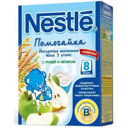 Каша йогуртная "Nestle" - "Помогайка" 3 злака с грушей и яблоком, молочная (Вес 200 гр.) ― Мой малыш