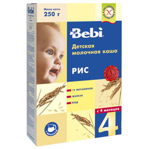 Каша "Bebi" рис, молочная  (Вес 250 гр.) ― Мой малыш