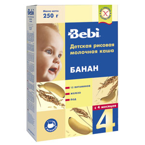 Каша "Bebi" рис-банан, молочная (Вес 250 гр.) ― Мой малыш