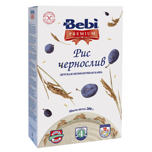 Каша "Bebi Premium" безмолочная рис-чернослив (Вес 200 гр.) ― Мой малыш