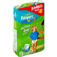 Подгузники-трусики Pampers Active BOY 4 (9-14 кг.) джамбо упаковка (52 шт.) для мальчиков ― Мой малыш