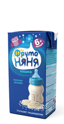 Кашка "ФрутоНяНя" жидкая рисовая молочная, обогащенная пребиотиками с 6-ти месяцев (Объем 200 мл.)  ― Мой малыш