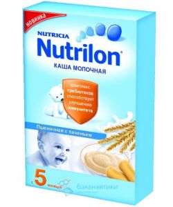 Каша "Nutrilon" пшеничная с печеньем, молочная (Вес 225 гр.) ― Мой малыш