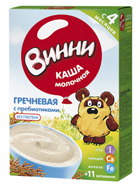 Каша "Винни" молочная гречневая с пребиотиками (Вес 220 гр.) ― Мой малыш