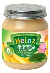 Пюре "Heinz" яблочно-банановый салатик с 6-ти месяцев (Вес 120 гр.) ― Мой малыш